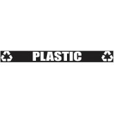Outdoor Recycling Decal for Recycling Receptacle - White on Clear, “PLASTIC”